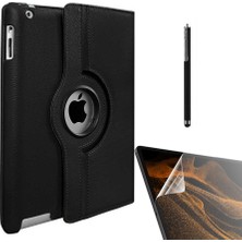 Case Street Apple iPad 9.7 2017 Kılıf Kapaklı Standlı 360 Dönebilen Koruma DN22 + Nano + Kalem Siyah