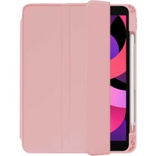 Dlrcase Apple iPad Air 10.9 2022 5.nesil Uyumlu Kılıf Kalem Bölmeli Arkası Şeffaf Standlı Nt2 Pembe