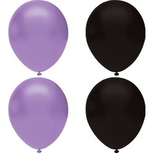 Hknys Siyah -Lila  Pastel Lateks Balon -50 Adet  Balon Zinciri ve Pompası Hediye