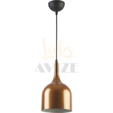 Fer Avize  Reına Modern Tasarım Metal Başlık Bakır Renk Sarkıt Cafe - Mutfak Tekli Avize