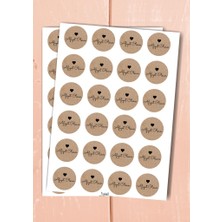 Tuğset Etiket Kraft Sticker Etiket 4 cm 48 Adet Afiyet Olsun Kullanın Etiket