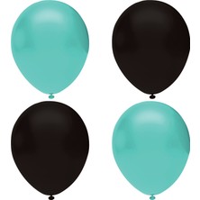 Hknys Siyah -Su Yeşili   Pastel Lateks Balon -100 Adet  Balon Zinciri ve Pompası Hediye