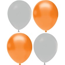 Hknys Gri ve Turuncu  Renk Karışık Lateks  Pastel Balon 12 Adet