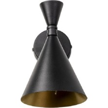 Riolight  Retro 1,rustik,vintage Siyah Içi Gold 1XE27 Duylu Tekli Metal Duvar Aplik