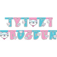 Kidspartim Sevimli Kedi Temalı Uzar Yazı Banner