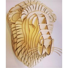 Hellove Ahşap 3D Aslan Kafası Duvar Süsü 3 Boyutlu Aslan Başı Duvar Süsü