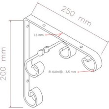 Eym 2 Adet Burgulu 20 x 25 cm Dekoratif Raf Altı Ayağı Konsol Beyaz