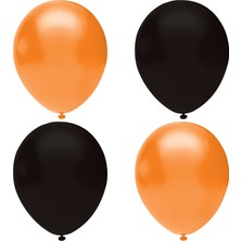 Hknys Siyah - Turuncu   Pastel Lateks Balon Helyum UYUMLU-100 Adet