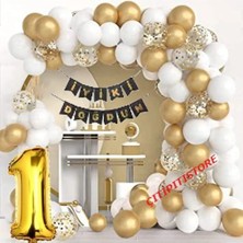 Çıtı Pıtı Store Çıtıpıtıstore 1 Yaş Balon Zinciri Seti Gölge Altın Balon Dekorasyon