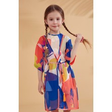Marina Çocuk Desenli Renkli Kimono Kaftan P2331