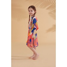 Marina Çocuk Desenli Renkli Kimono Kaftan P2331