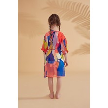 Marina Çocuk Desenli Renkli Kimono Kaftan P2331