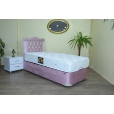 Bengi Ticaret Baza Tay Tüy Pembe Silin Kumaş Kapiton Başlık Metal Fırın Boya Pedli Pamuk Ort YATAK100*200CM El Yapım