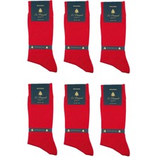 La Pescara La'pescara Ultra Lüks 6'lı Kırmızı Merserize Erkek Klasik Çorap Set Cr
