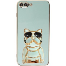 Case Street Apple iPhone 8 Plus Kılıf Kamera Korumalı Köpek Desenli Standlı Silikon Yeşil