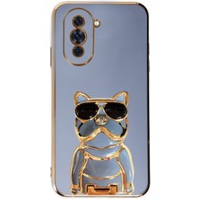 Case Street Huawei Nova 10 Kılıf Kamera Korumalı Köpek Desenli Standlı Silikon Mavi