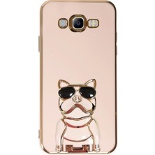 Case Street Samsung Galaxy J7 Core Kılıf Kamera Korumalı Köpek Desenli Standlı Silikon Pembe