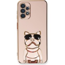 Smcase  Galaxy A13 4g Case Kılıf Kamera Korumalı Köpek Desenli Standlı Silikon Pembe