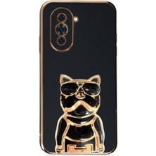 Case Street Huawei Nova 10 Kılıf Kamera Korumalı Köpek Desenli Standlı Silikon Siyah