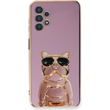 Case Street Samsung Galaxy A52S 5g Kılıf Kamera Korumalı Köpek Desenli Standlı Silikon Mor