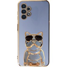 Smcase  Galaxy A13 4g Case Kılıf Kamera Korumalı Köpek Desenli Standlı Silikon Mavi