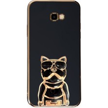 Smcase Samsung Galaxy J7 Prime Case Kılıf Kamera Korumalı Köpek Desenli Standlı Silikon Siyah