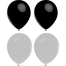 Hknys Siyah  Gri Pastel Lateks Balon -50 Adet  Balon Zinciri ve Balon Bandı