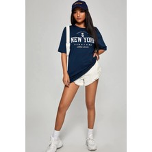 Modagen Kadın Lacivert New York Baskılı T-Shirt