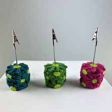 Oasis Decoration Fuşya Yeşil Koyu Yeşil Papatya 3'lü Not Tutucu Set