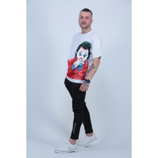 Unisex Joker Baskılı Oversize Bol Ön Arka Baskılı Tişört