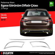 S-Dizayn Skoda Superb Krom Egzoz Çıkışı 3 Parça Set 2020-2023 Paslanmaz Kalite Malzeme