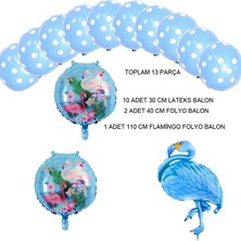 Pandoli Tropical Hawaiian Flamingo Balon Seti Mavi Renk 13 Parça