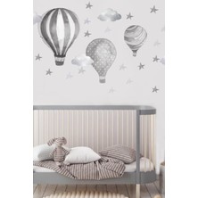 Duende Sticker -Gri Hava Balonları Dekoratif Çocuk Odası Duvar Stickerı