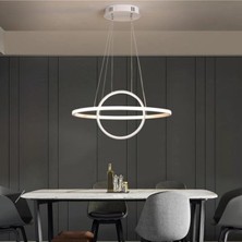 Fer Avize  Paul Modern Tasarım Beyaz Renk Yemek Masası Üstü - Mutfak - Salon Beyaz LED 2 Li Avize