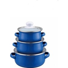 Ebru Metal Emaye Mini 3’Lü Mama Tencere Takımı