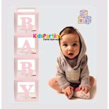 Kidspartim Şeffaf Kutu Baby Yazılı Harf Pembe 25 cm Balon Hediyeli