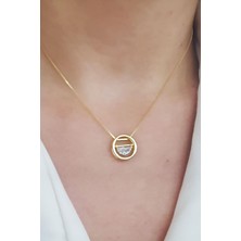 Ose Shop 925AYAR Gümüş Üzerine Altın Kaplama Zirkon Taş Detaylı Tasarım Kolye