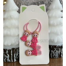 Queen Aksesuar Trend Moda Çocuk Bebek Lastik Pensli Toka Seti 4lü Set Prenses