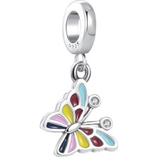 Çok Renkli Kelebek Charm | 925 Ayar Gümüş