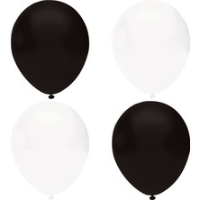 Hknys Siyah - Beyaz  Pastel Lateks Balon Helyum Uyumlu-90 Adet