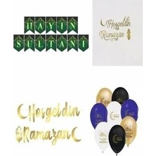 Çıtı Pıtı Store Ramazan Ayı Süslemesi Hoşgeldin Ramazan Flama - Peçete - Balon Seti 3