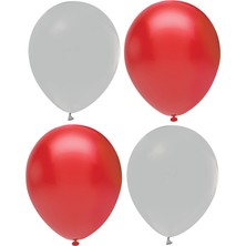 Hknys Kırmızı  ve Gri Renk Karışık Lateks  Pastel Balon 40 Adet