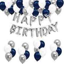 Çıtı Pıtı Store Çıtıpıtıstore Gümüş Happy Bırthday Doğum Günü Balon Set