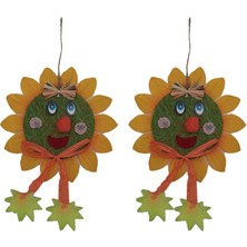 Pandoli Smile Gülen Güneş Çiçeği Yaza Merhaba Partisi Asma Süsü 2 Adet Yeşil Renk Hawai