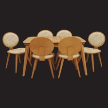 Masa-PAPEL Sandalye ST OVAL Sırt Takım Kayın kaplama RETRO Açılır Nature El Yapım