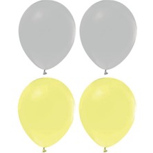 Hknys Sarı Makaron  ve Gri Renk Karışık Lateks  Pastel Balon 40 Adet