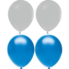 Hknys Gri Koyu Mavi Karışık Lateks  Pastel BALON75 Adet + Balon Pompası Hediye