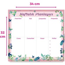 Dünya Magnet Floral Haftalık Magnet Planlayıcı , Mıknatıslı Silinebilir Yazı Tahtası Pano + 3 Kalem