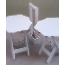 Bengi Ticaret Zigon Çanta 90084 Yonca Model İkili Takım Ahşap Mdf Beyaz  Renk Uyumu El Yapımı