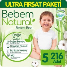 Bebem Natural Bebek Bezi Ultra Fırsat Paketi 5 Beden 72X3 216 Adet